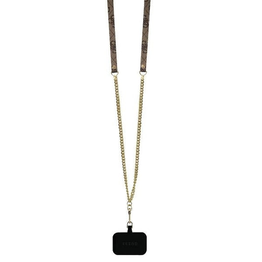 Калъф Guess Leather Metal Logo Strass Crossbody - iPhone 16 - Кафяв