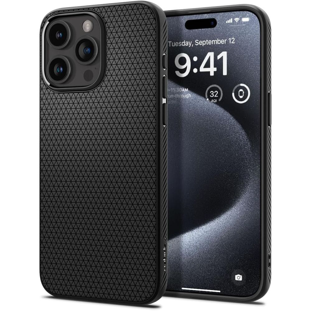 Калъф Spigen Liquid Air - iPhone 15 Pro - Черен