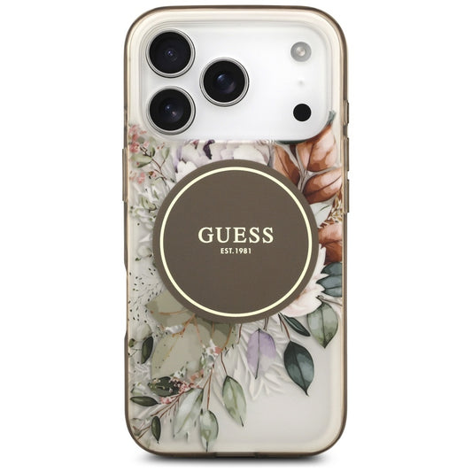 Калъф Guess Flower & Tonal Circle - MagSafe - iPhone 17 Pro Max - Кафяв