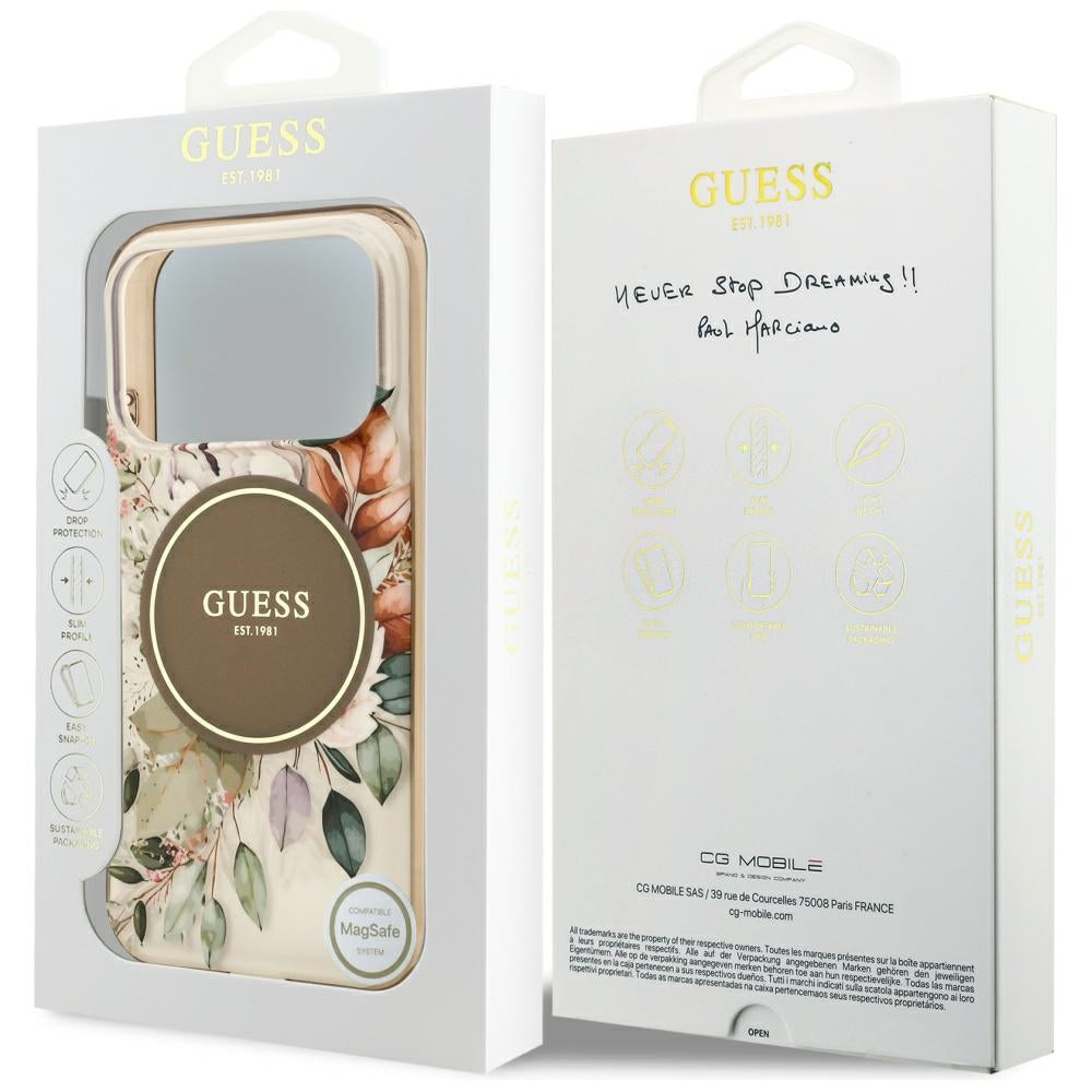 Калъф Guess Flower & Tonal Circle - MagSafe - iPhone 17 Pro Max - Кафяв
