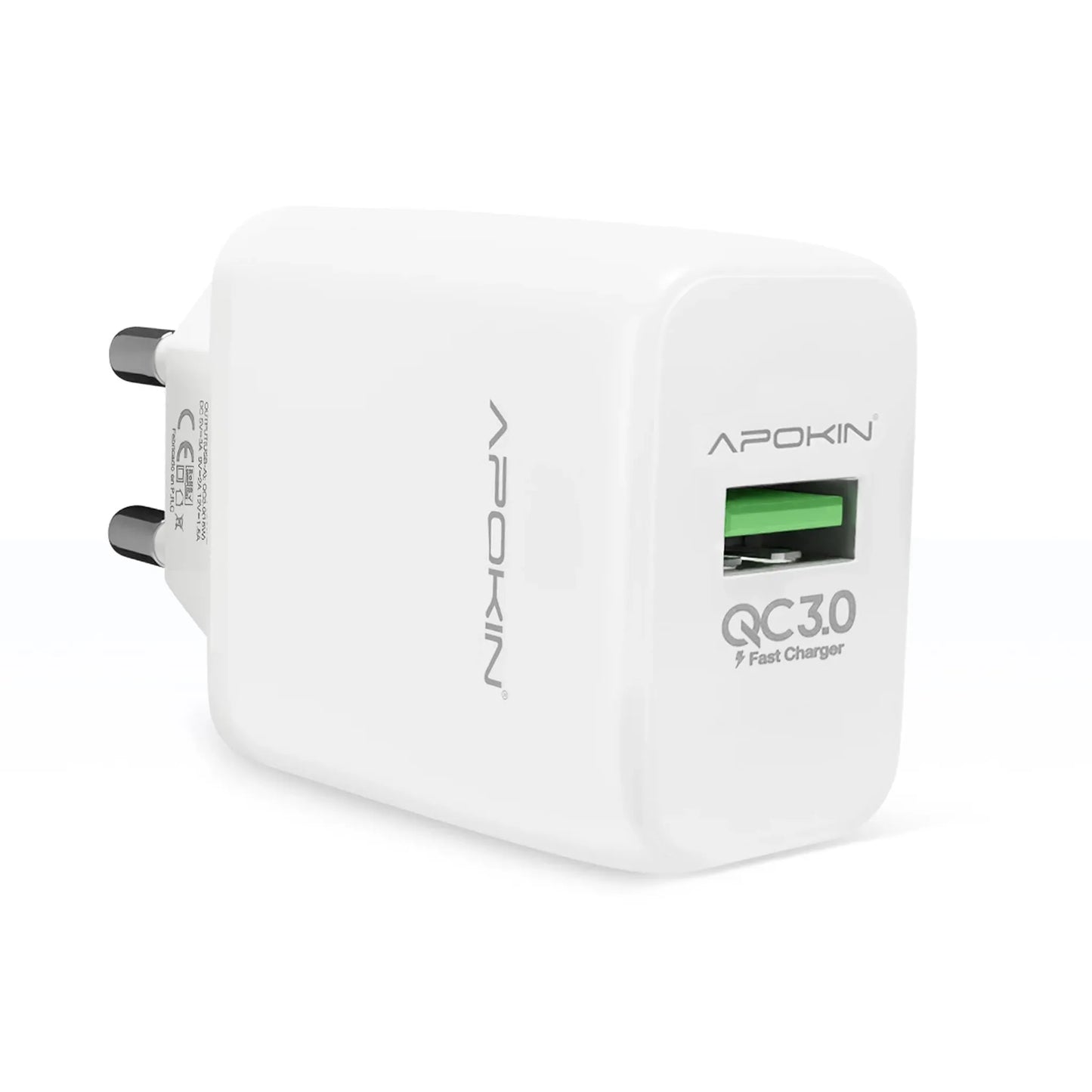 USB-A Зарядно 18W/3.0A- PC883Y –APOKIN – Бялo