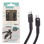 Оплетен кабел Type-C→Type-C– PD 1,2 метра 100W (5A)–Черен