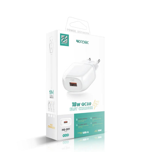 NORDIC 220V 18W, 1A + cable A-C–Бяло - HQ-001