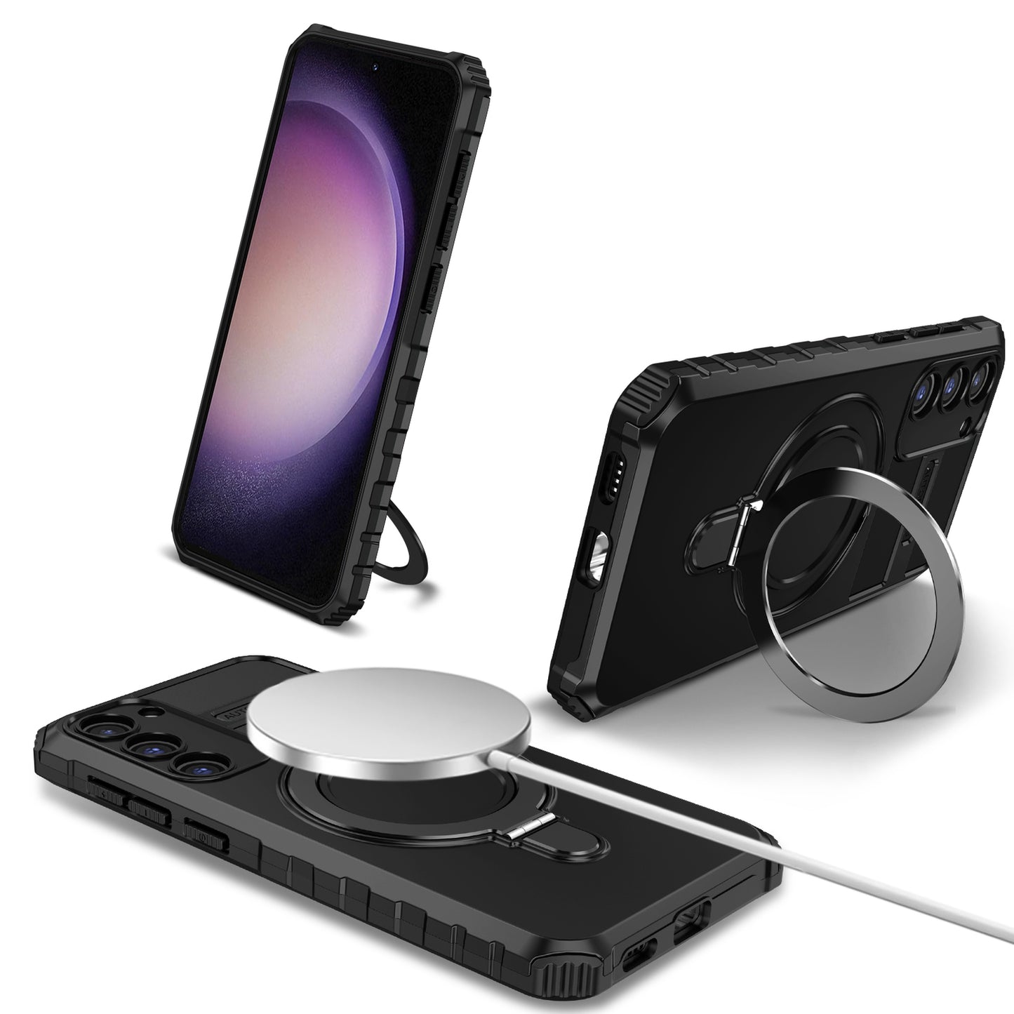 Tel Protect– Armor MagSafe Metal Ring Калъф–Samsung Galaxy S23–Черен