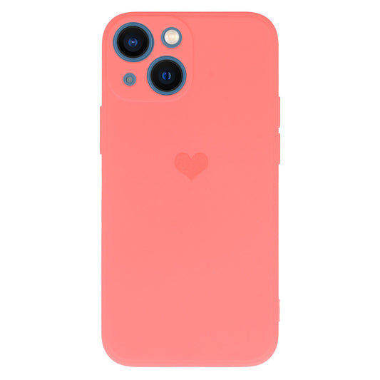 Калъф силикон – Vennus Silicone Heart Case – iPhone 14 Plus – Коралов