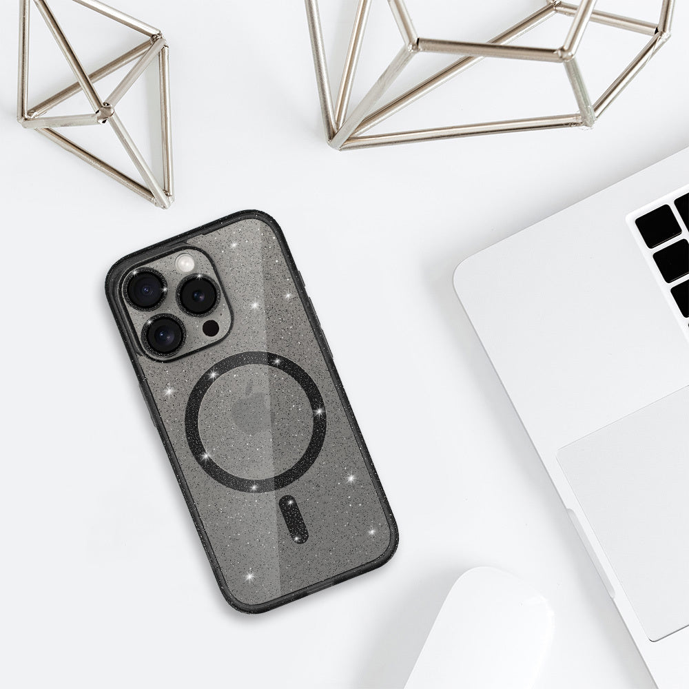 Калъф силикон – Блестящ – MagSafe – iPhone 13 – Черен