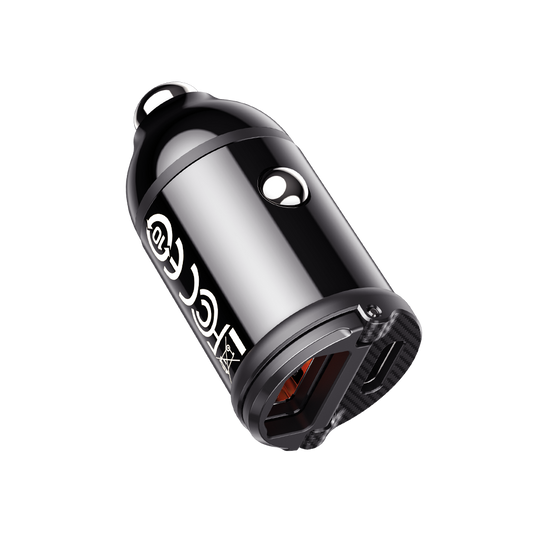 Rock – Зарядно Авто H18 Mini USB + Type-C 30W 3A – Черен