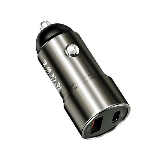 Rock – Заряден адаптер – закола – H20 USB + Type-C 15W 3A – Тъмно сив