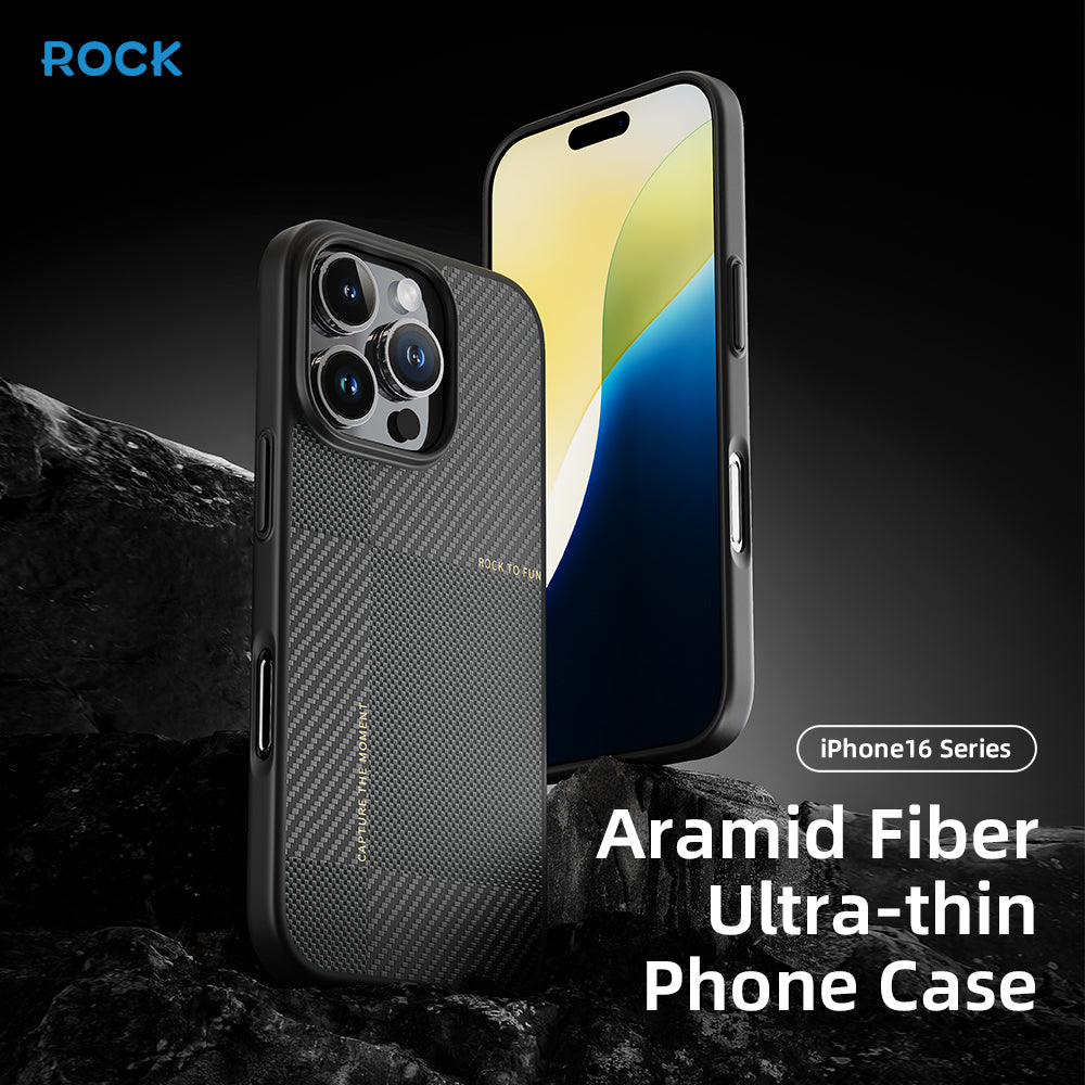Rock – Ultra Thin Aramid Fiber Kevlar 600D – iPhone 16 Pro – Черен
