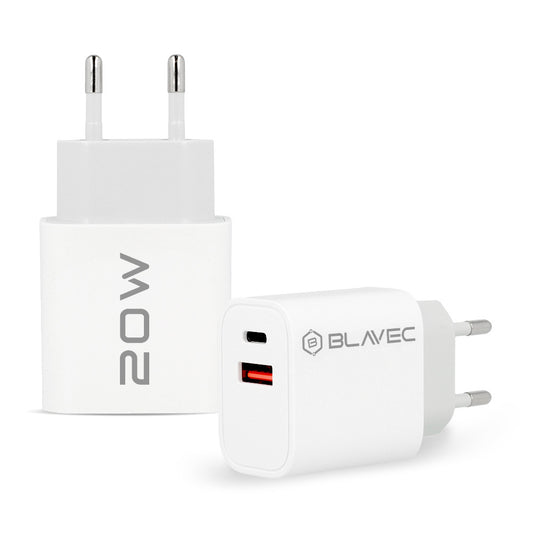 Blavec – Заряден адаптер – BC2 USB + Type-C QC 3.0 PD 20W (TCBC2 UCW20) – Бяло