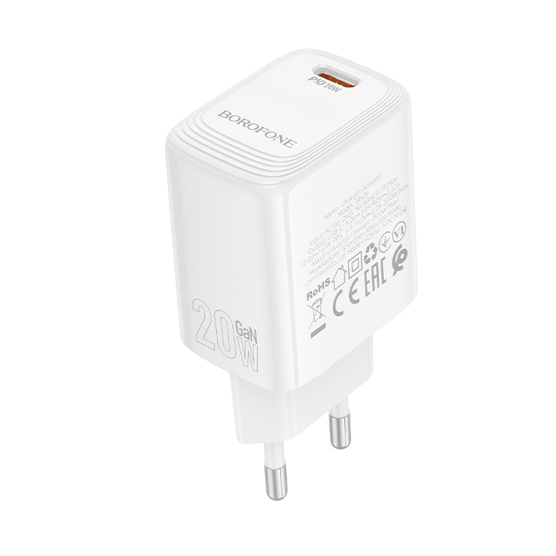 Borofone – Заряден адаптер – BN26 Fuente Type-C PD 20W – Бял