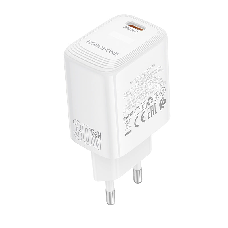 Borofone – Заряден адаптер – BN28 Fuente Type-C PD 30W – Бял