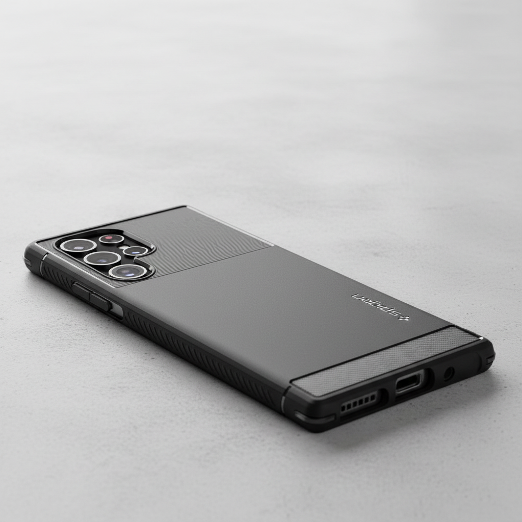 Spigen - Rugged Armor - Samsung Galaxy S22 Ultra - Black