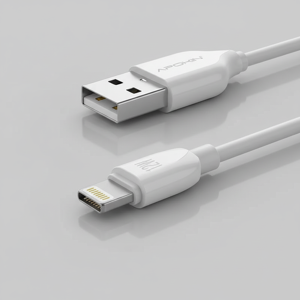 Кабел за данни и бързо зреждане– USB-A (12W/2.4А) → Lightning (2m.)–Бяло