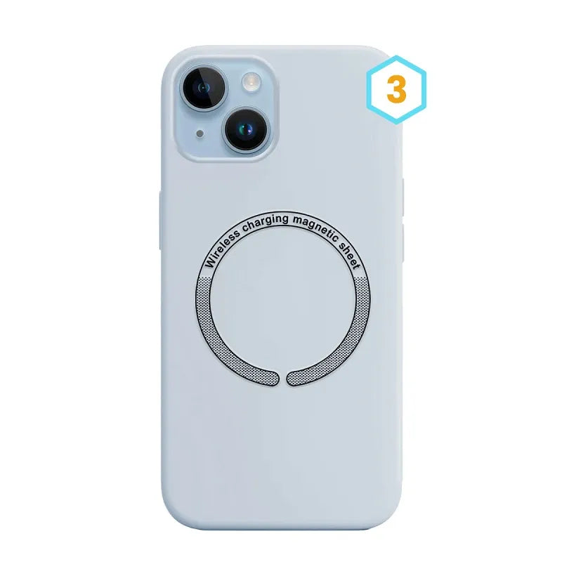 Силиконов калъф MagSafe Skin Effect–iPhone 15–Светлосин(03)