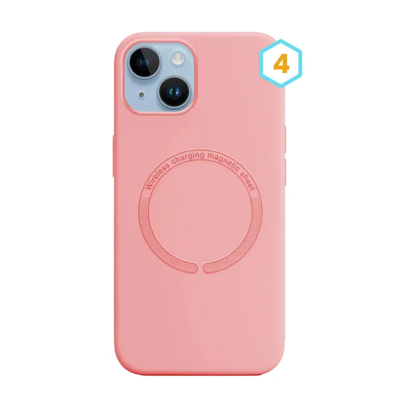 Силиконов калъф MagSafe Skin Effect–iPhone 15–Розово (4)