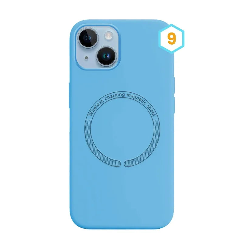 Силиконов калъф MagSafe Skin Effect–iPhone 15ProMax–Светлосиньо (9)