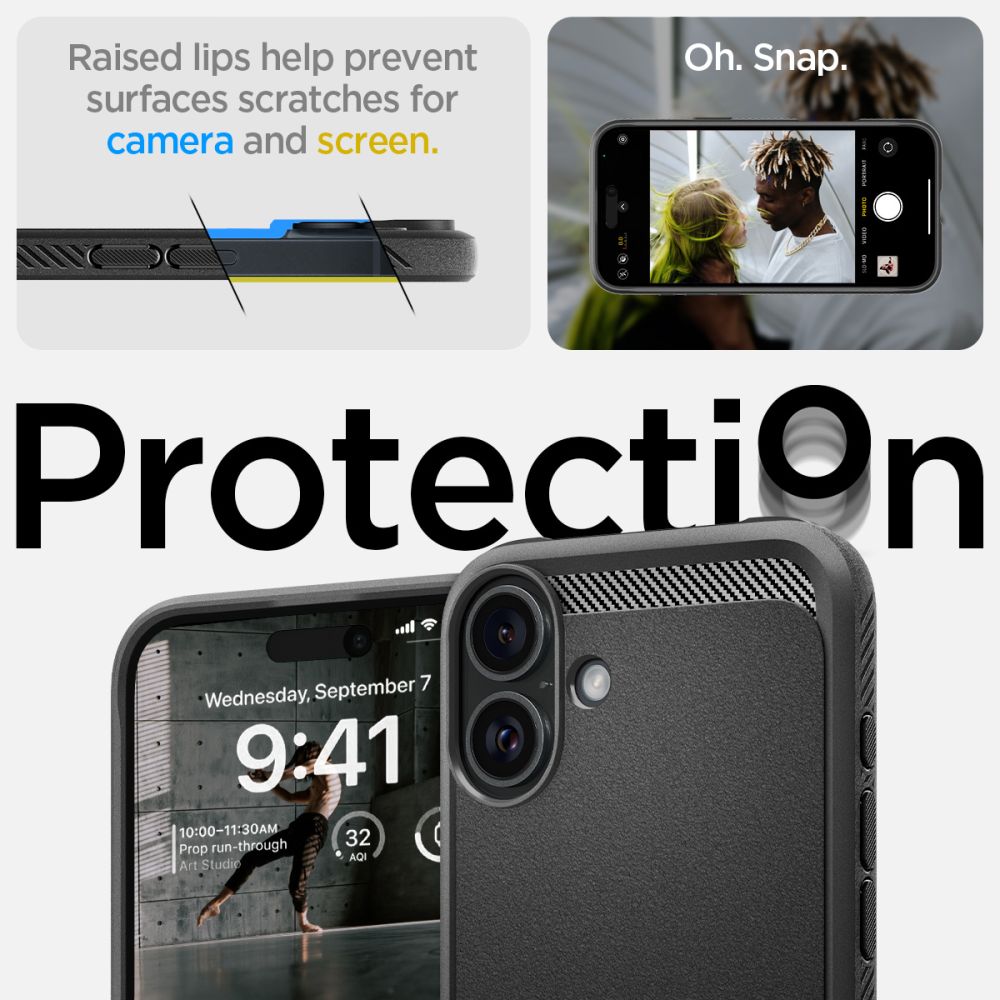 Калъф Spigen Rugged Armor - iPhone 16 - Черен