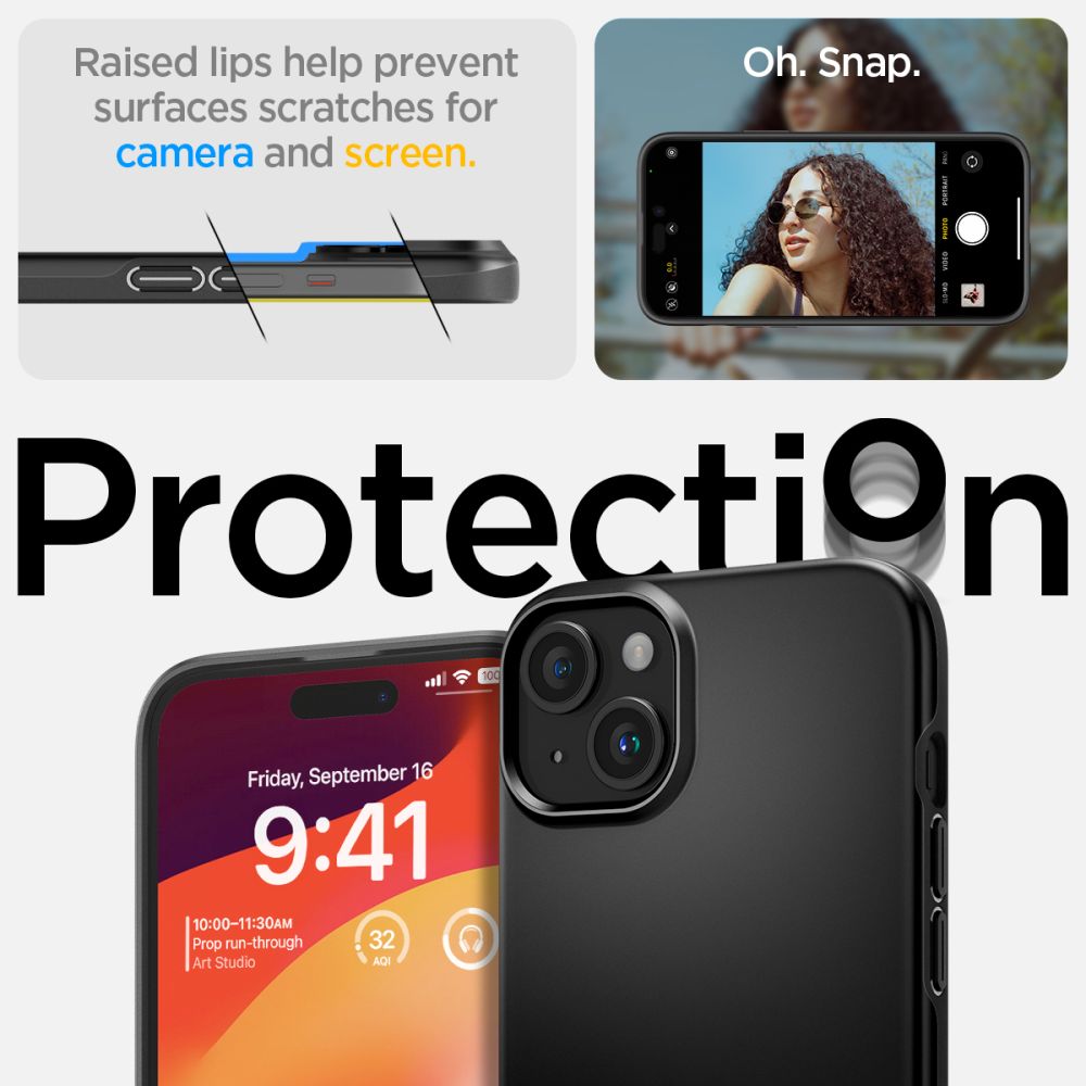 Калъф Spigen Thin Fit - iPhone 15 - Черен