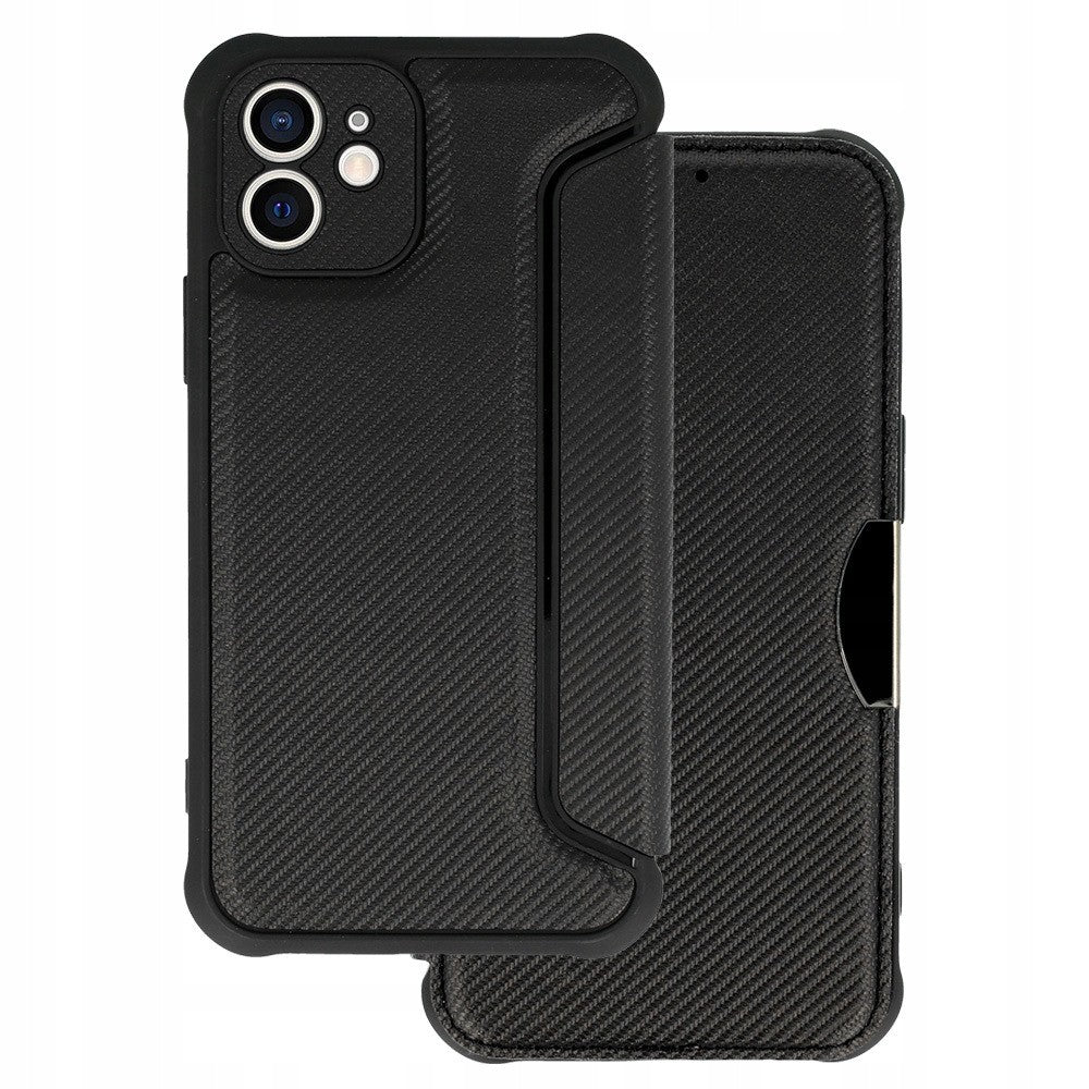 Razor Carbon–Калъф Тефтер–iPhone 12–Черен