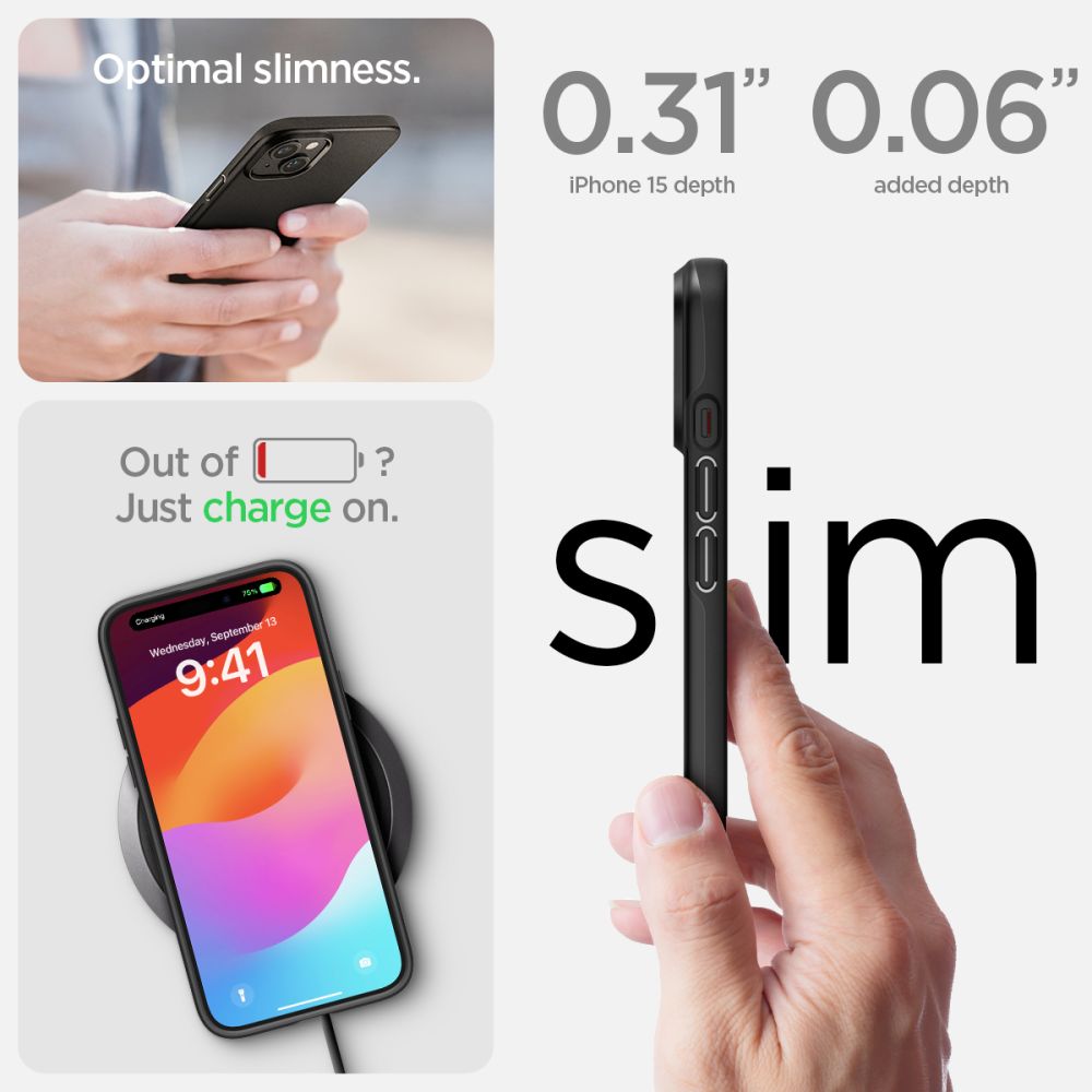 Калъф Spigen Thin Fit - iPhone 15 - Черен