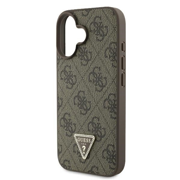 Калъф Guess Leather Metal Logo Strass Crossbody - iPhone 16 - Кафяв