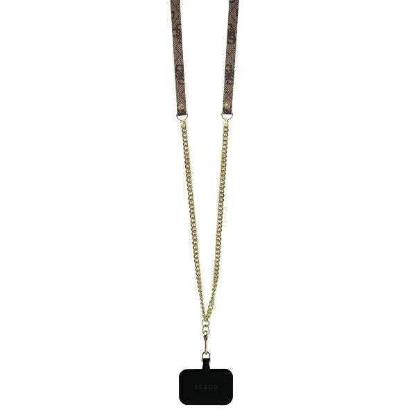 Калъф Guess Leather Metal Logo Strass Crossbody - iPhone 16 - Кафяв