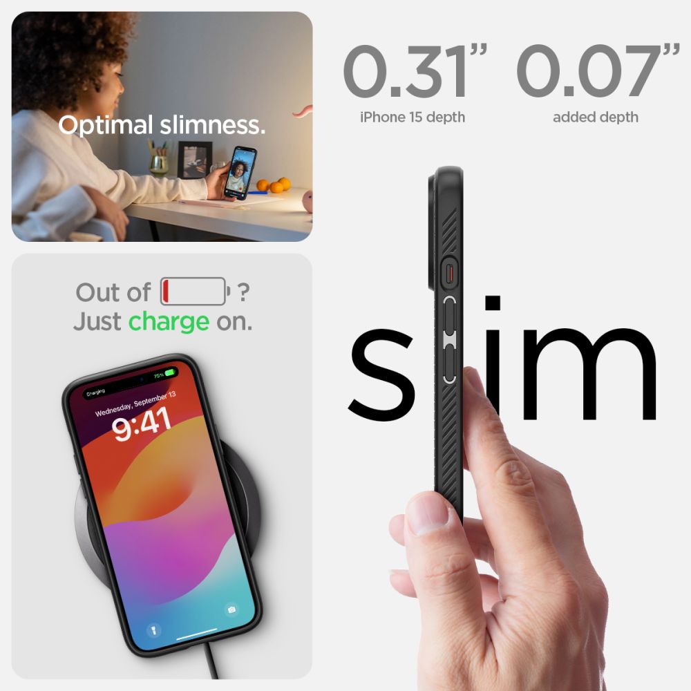 Калъф Spigen Liquid Air - iPhone 15 - Черен