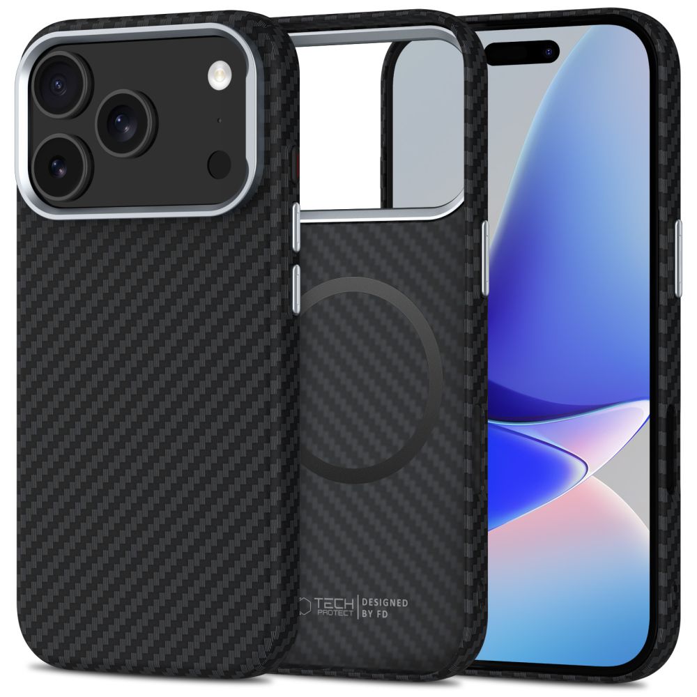 Калъф Tech-Protect Ion Carbon - iPhone 17 Pro - Черен