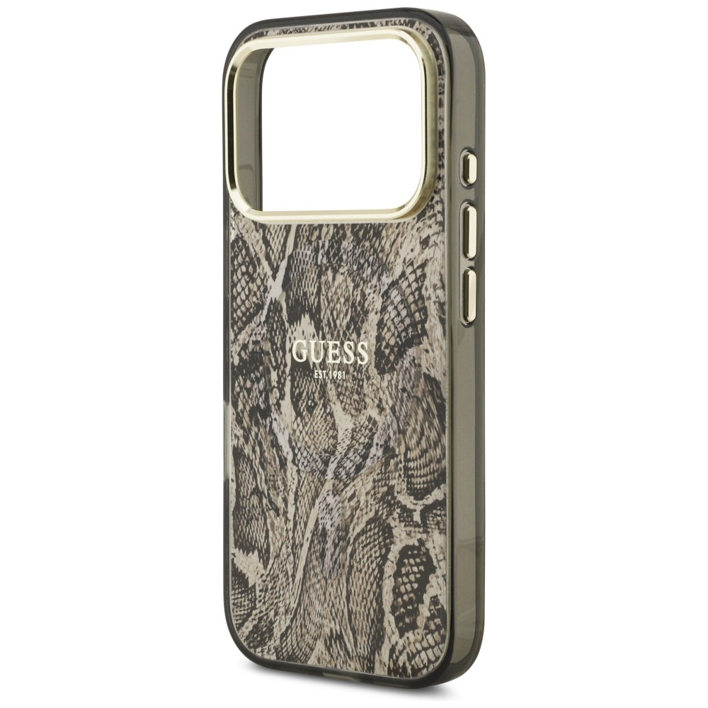 Калъф Guess Python Pattern - MagSafe - iPhone 17 Pro - Кафяв