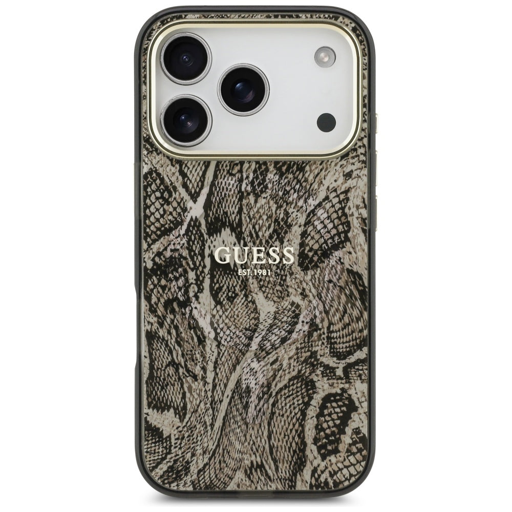 Калъф Guess Python Pattern - MagSafe - iPhone 17 Pro - Кафяв