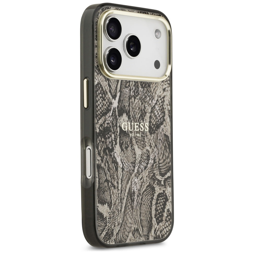 Калъф Guess Python Pattern - MagSafe - iPhone 17 Pro - Кафяв