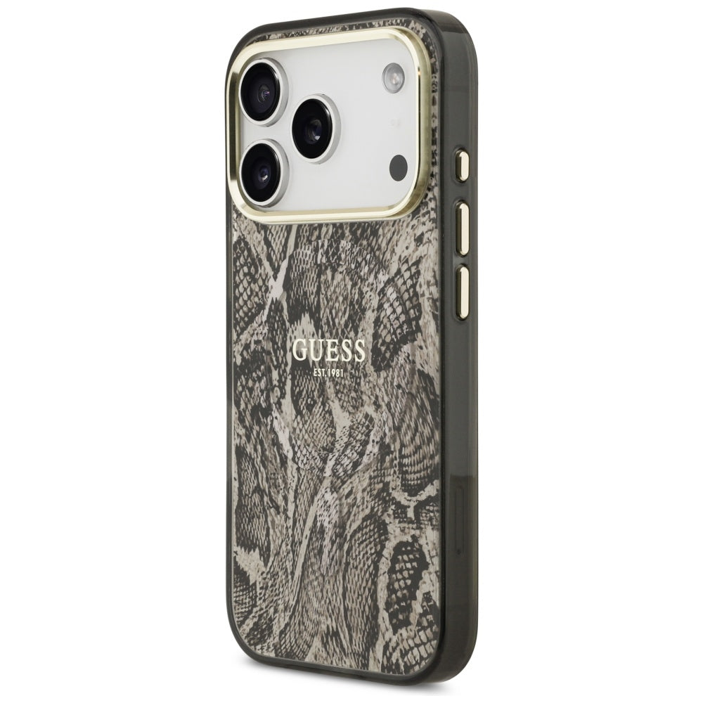 Калъф Guess Python Pattern - MagSafe - iPhone 17 Pro - Кафяв