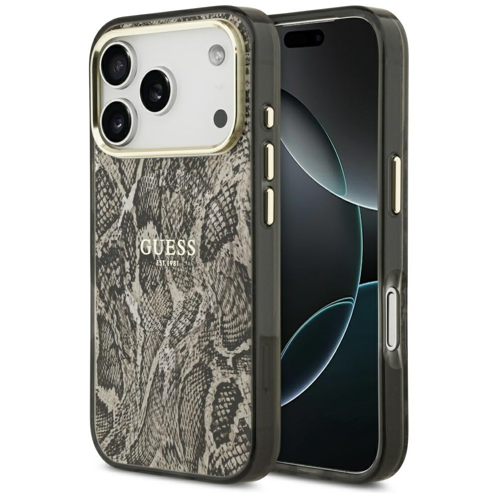 Калъф Guess Python Pattern - MagSafe - iPhone 17 Pro - Кафяв