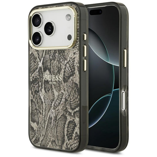 Калъф Guess Python Pattern - MagSafe - iPhone 17 Pro - Кафяв