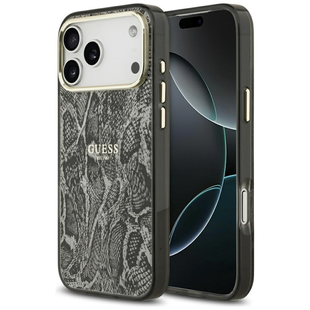 Калъф Guess Python Pattern - MagSafe - iPhone 17 Pro Max - Черен