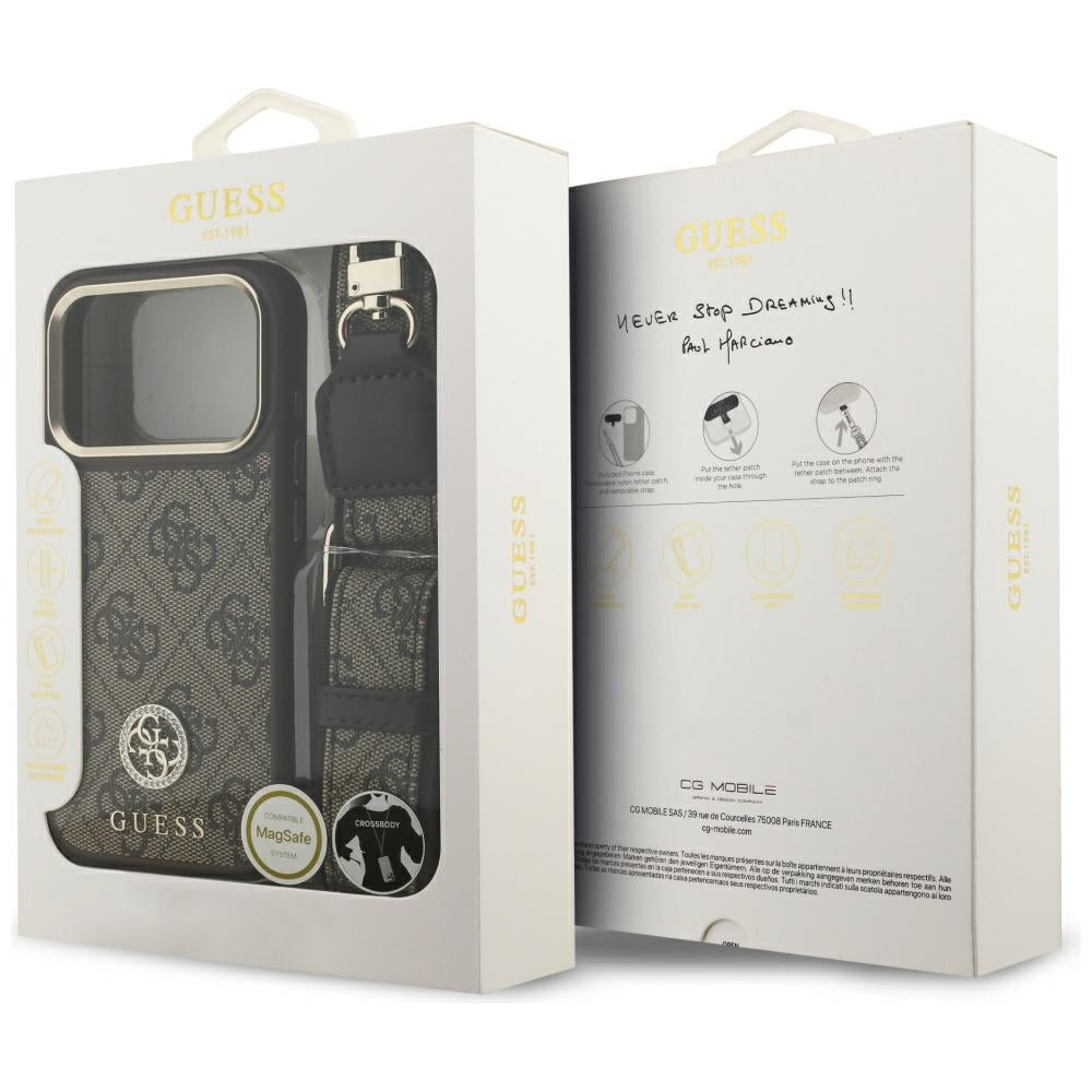 Калъф Guess 4G Strass - MagSafe - iPhone 17 Pro - Кафяв