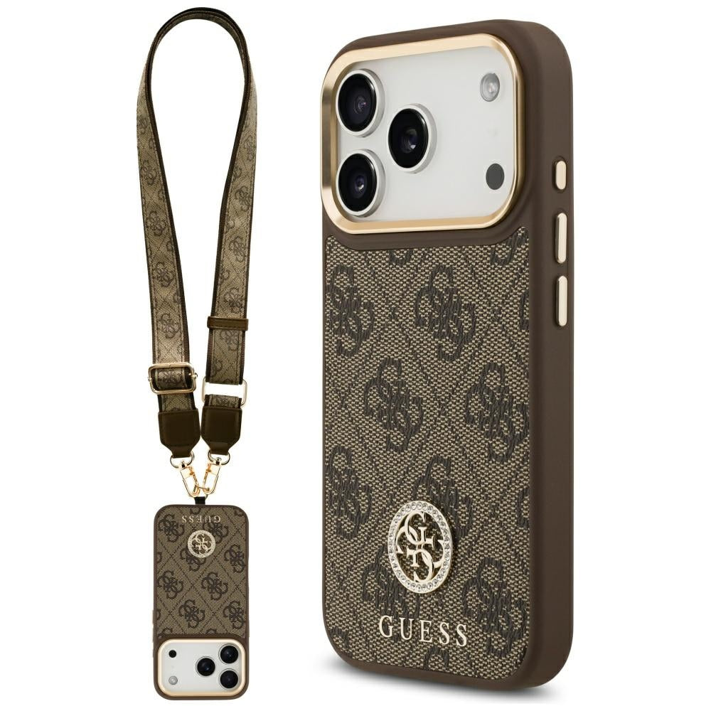 Калъф Guess 4G Strass - MagSafe - iPhone 17 Pro - Кафяв