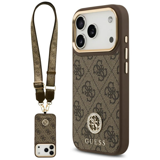 Калъф Guess 4G Strass - MagSafe - iPhone 17 Pro - Кафяв