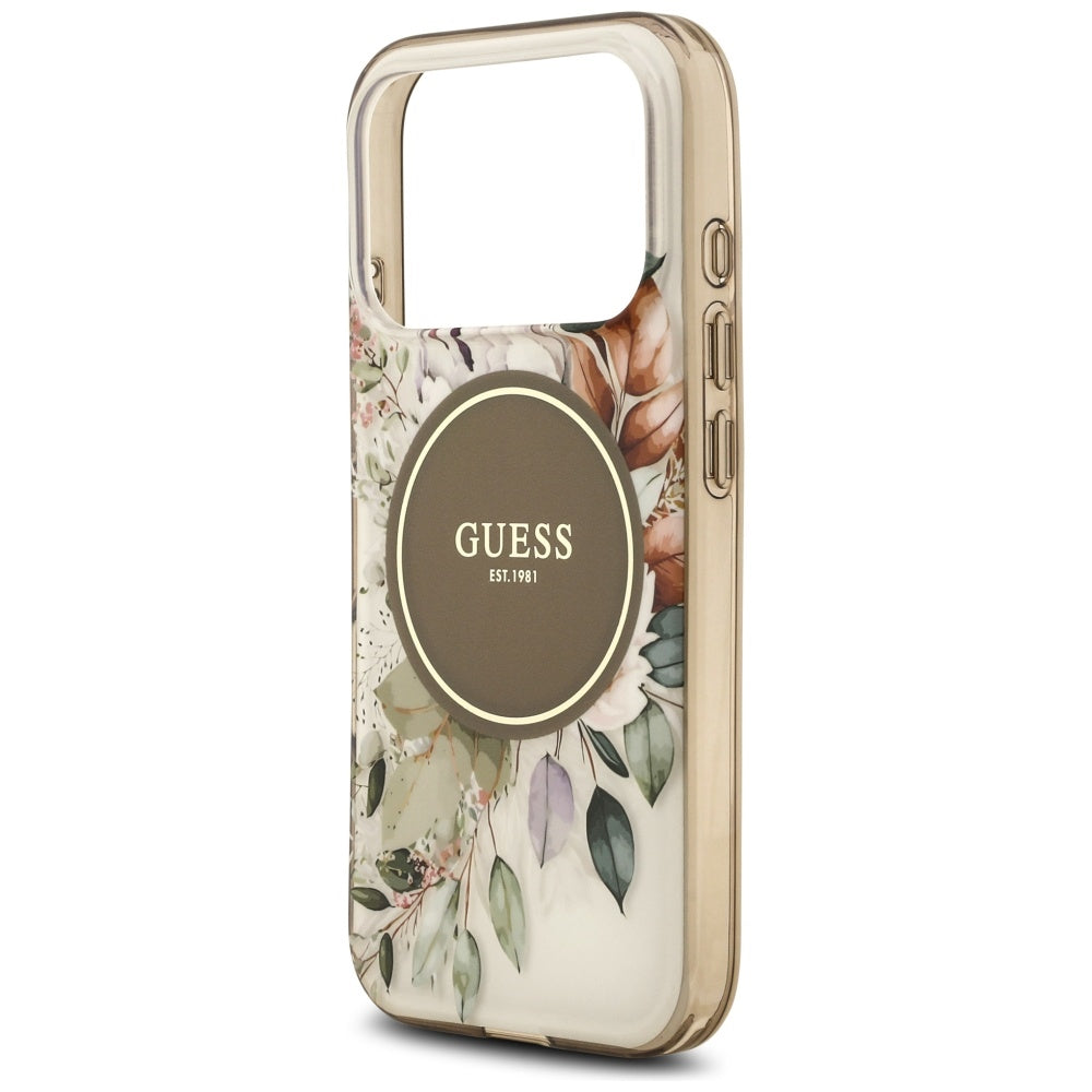 Калъф Guess Flower & Tonal Circle - MagSafe - iPhone 17 Pro Max - Кафяв