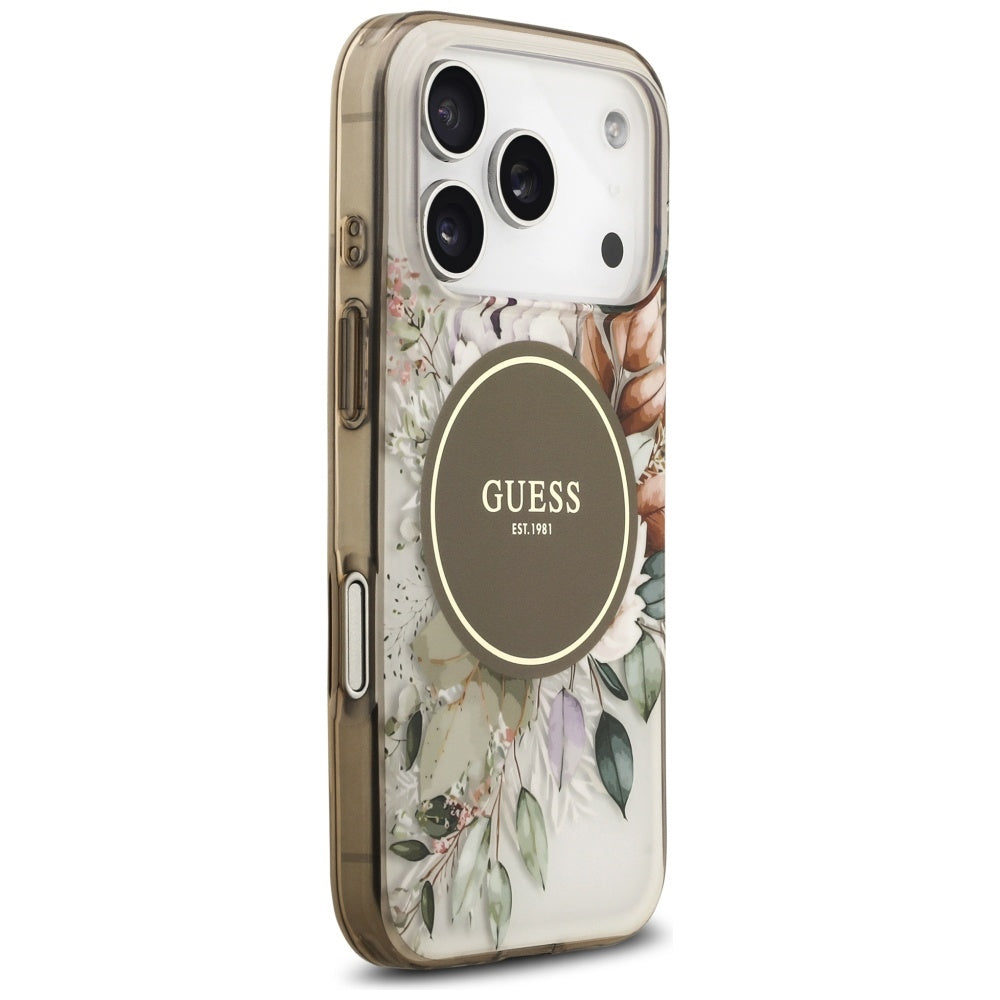 Калъф Guess Flower & Tonal Circle - MagSafe - iPhone 17 Pro Max - Кафяв