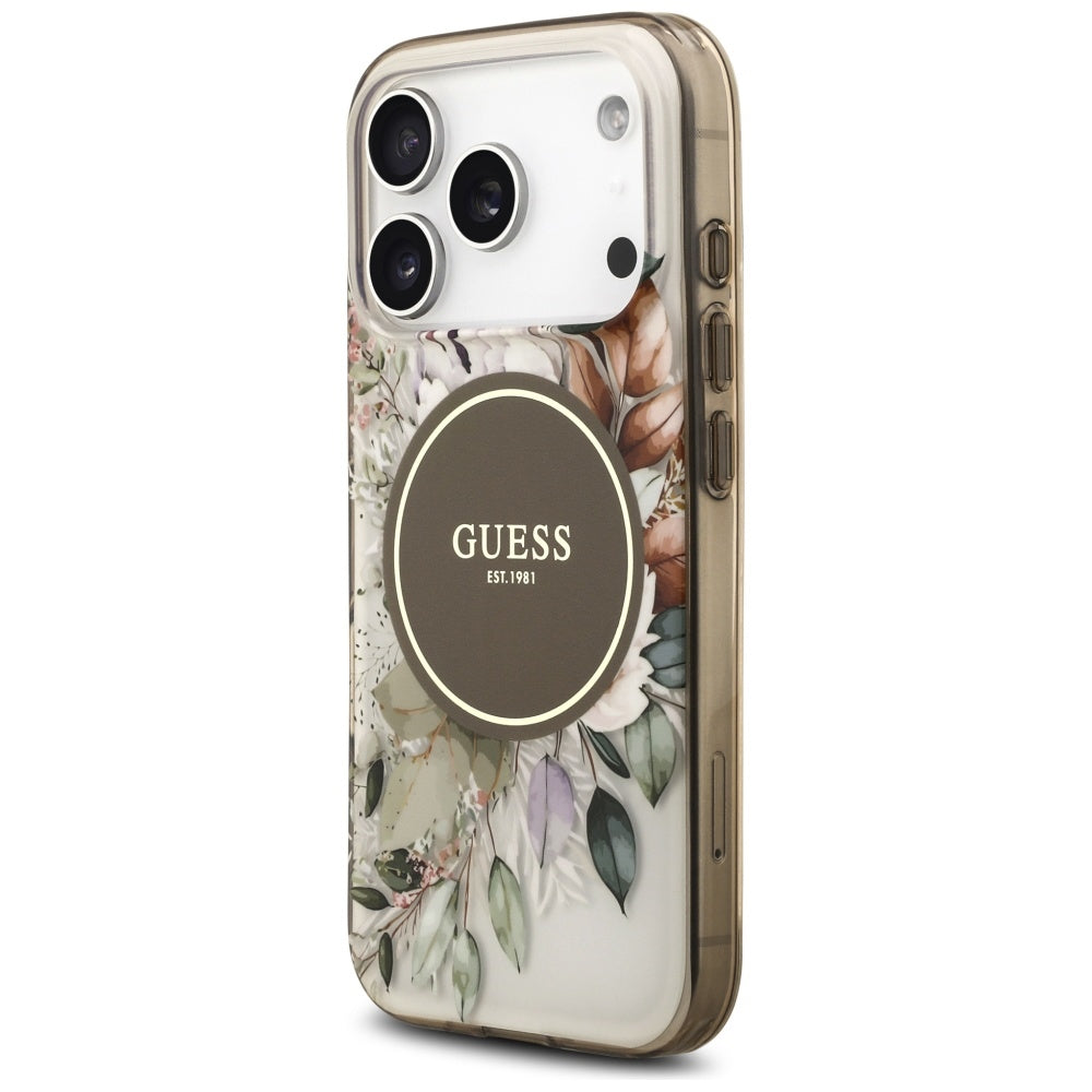 Калъф Guess Flower & Tonal Circle - MagSafe - iPhone 17 Pro Max - Кафяв