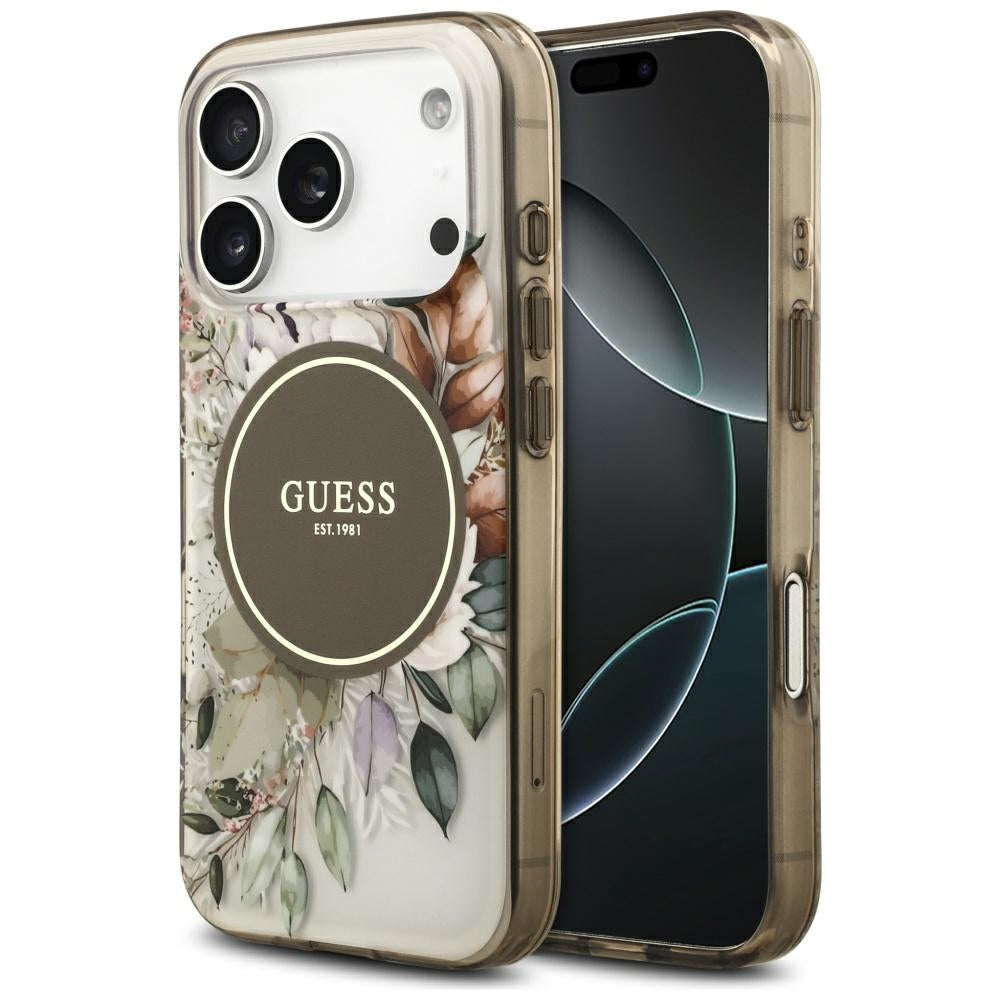 Калъф Guess Flower & Tonal Circle - MagSafe - iPhone 17 Pro Max - Кафяв