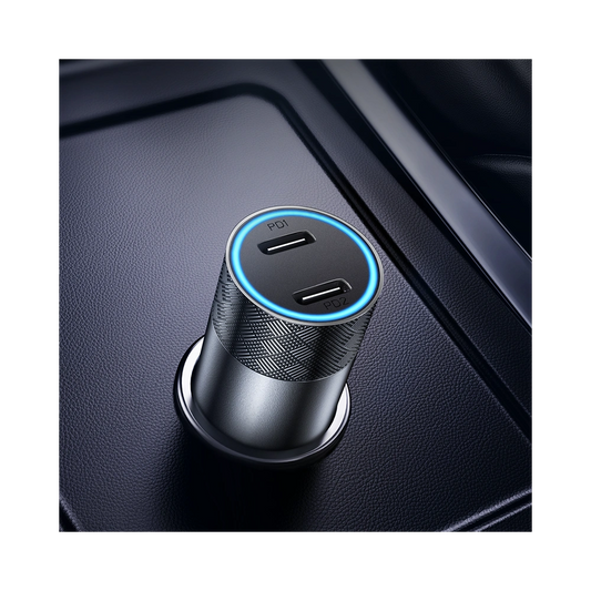 JoyRoom - Car Charger (JR-CL13) - 2x Type-C, LED Light, Fast Charging, 50W - Gray
