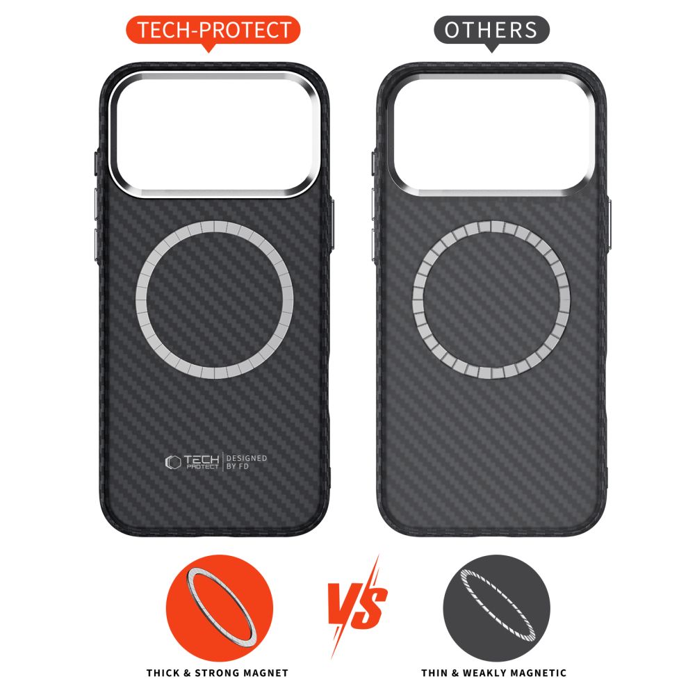 Калъф Tech-Protect Ion Carbon - iPhone 17 Pro - Черен