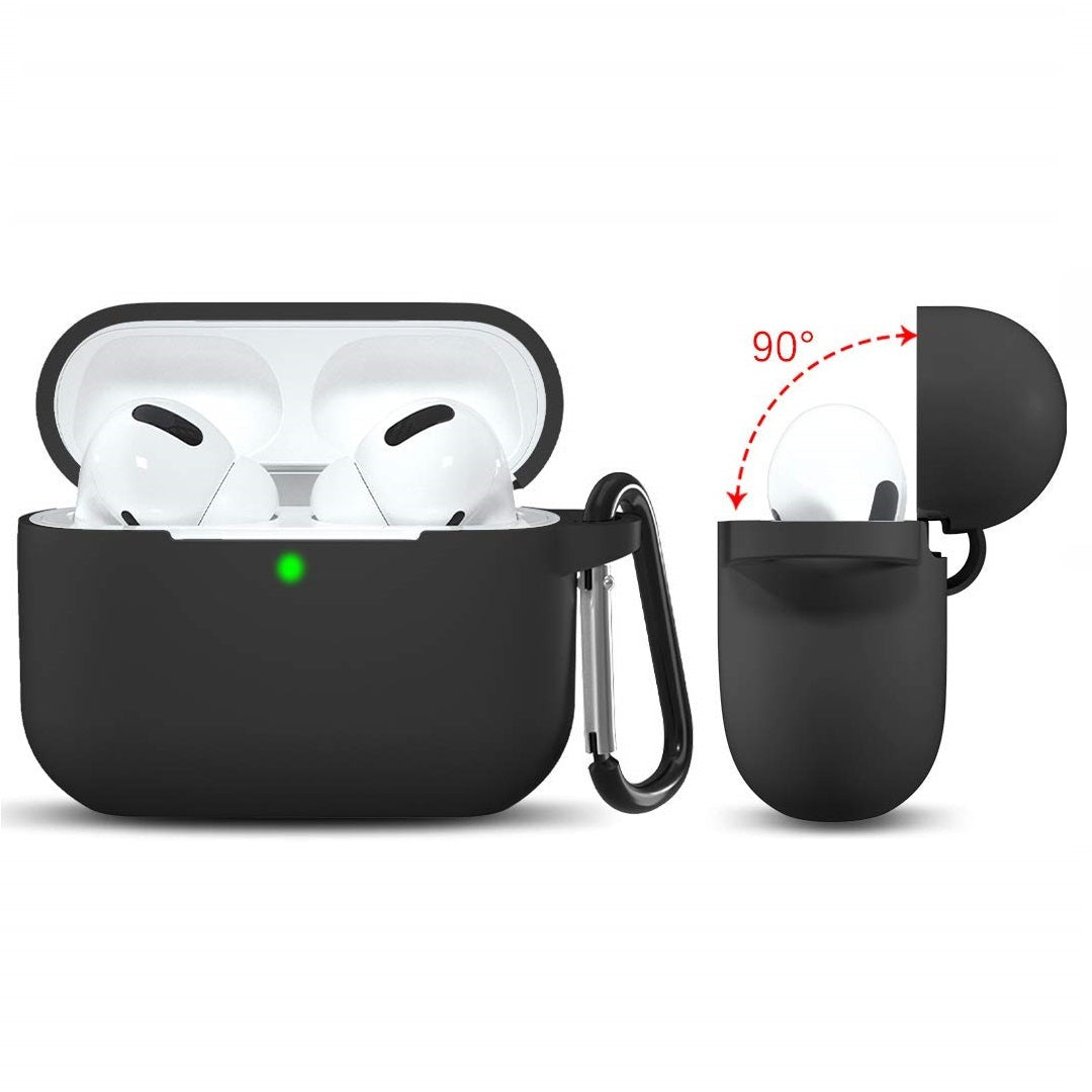 Techsuit - Silicone Case - for Apple AirPods Pro 1 / 2, Smooth Ultrathin Material - Black