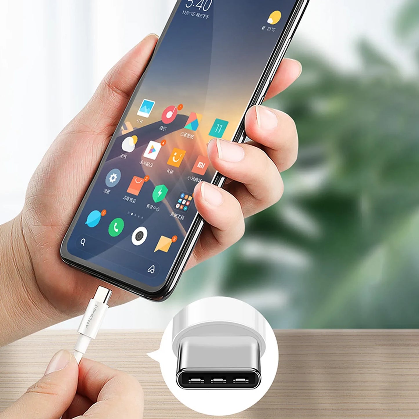 Кабел за данни и бързо зреждане– USB-A (18W/2.4А) → Type-C (2m.)–Бяло