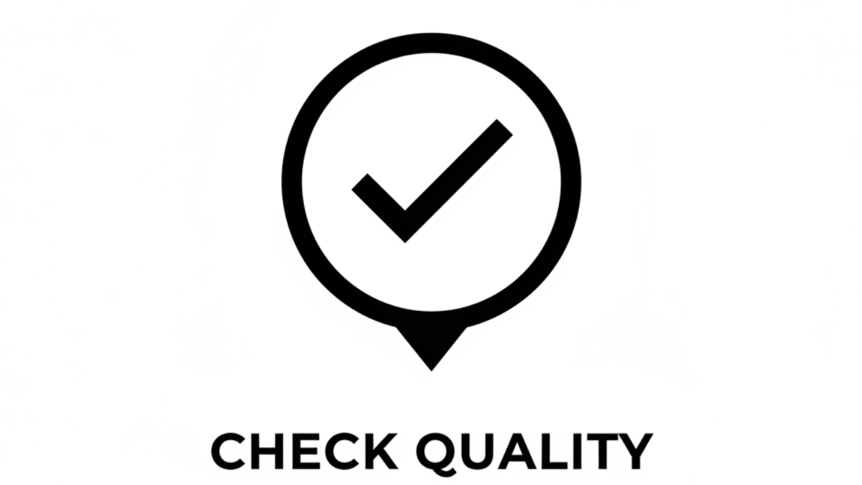Генерирай икона за Check Quality.Размер 1024х576 тип SVG за колоната .Визуален стил
	•	Цвят: #000000 / #FFFFFF
	•	Stroke: тънък (1.5–2px)
	•	Без сенки
	•	Без градиенти
	•	Без цветове
	•	Без анимации (освен лек hover)