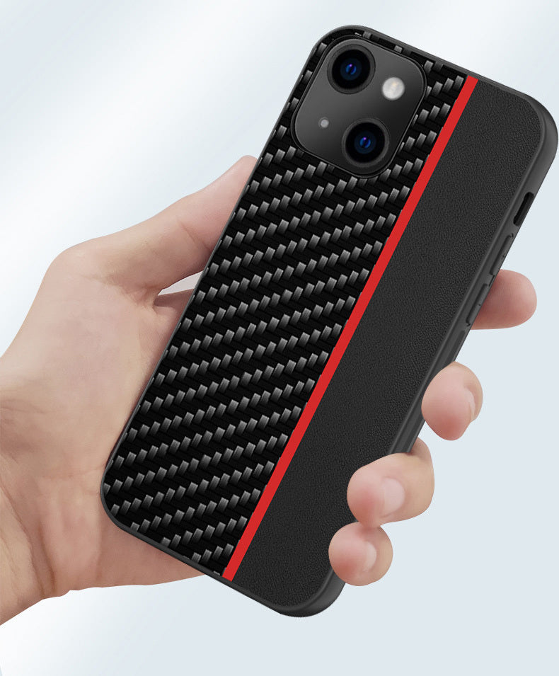 Калъф – Tel Protect Carbon – iPhone 13 Mini – Черен-Червен