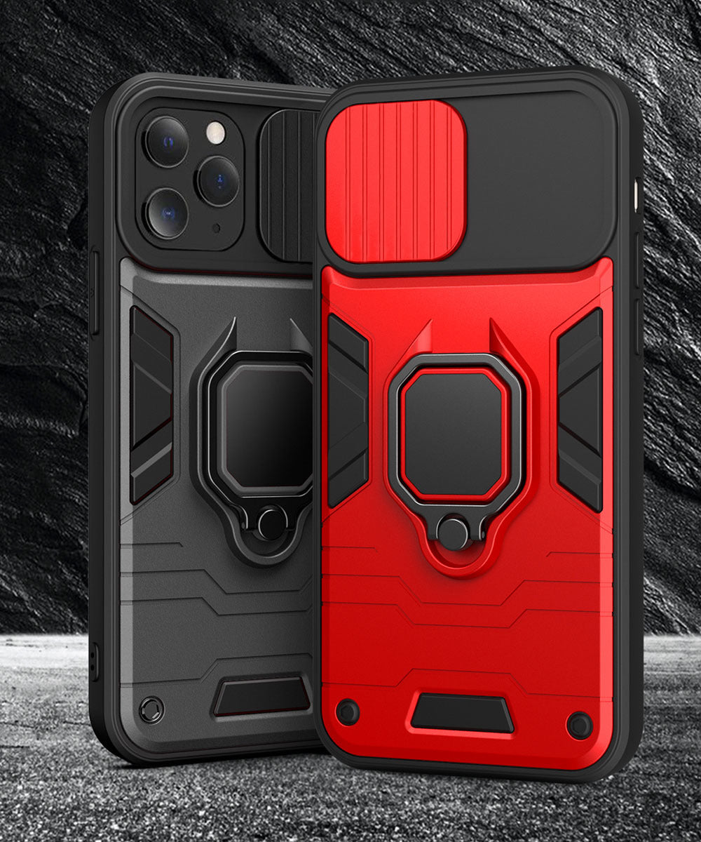 Калъф силикон – Ring Armor Camshield – iPhone 13 Pro – Червен